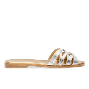 Sarah Flint Silver Sandals with Crisscross Straps